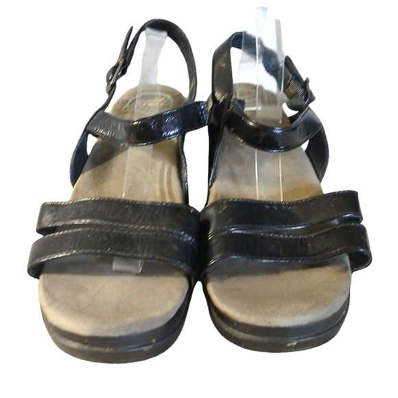 Dansko Surraya Leather Black Platform Ankle Strap Sandals Women's size 10 - Picture 2 of 11